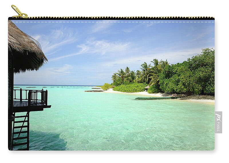 Seascape Zip Pouch featuring the photograph Outlook On A Maldives Island by Wolfgang steiner