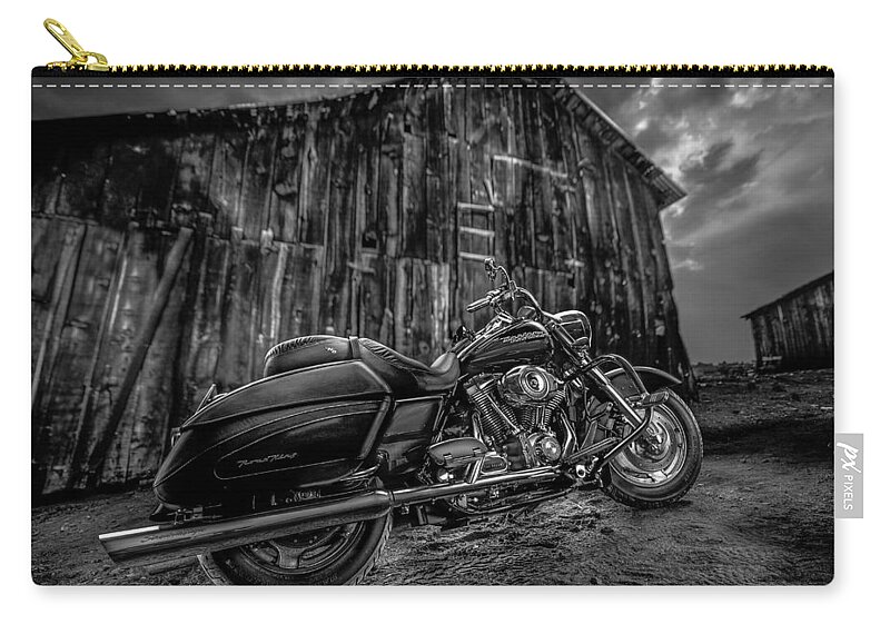Davidson Zip Pouch featuring the photograph Outside the Barn BW by Yo Pedro