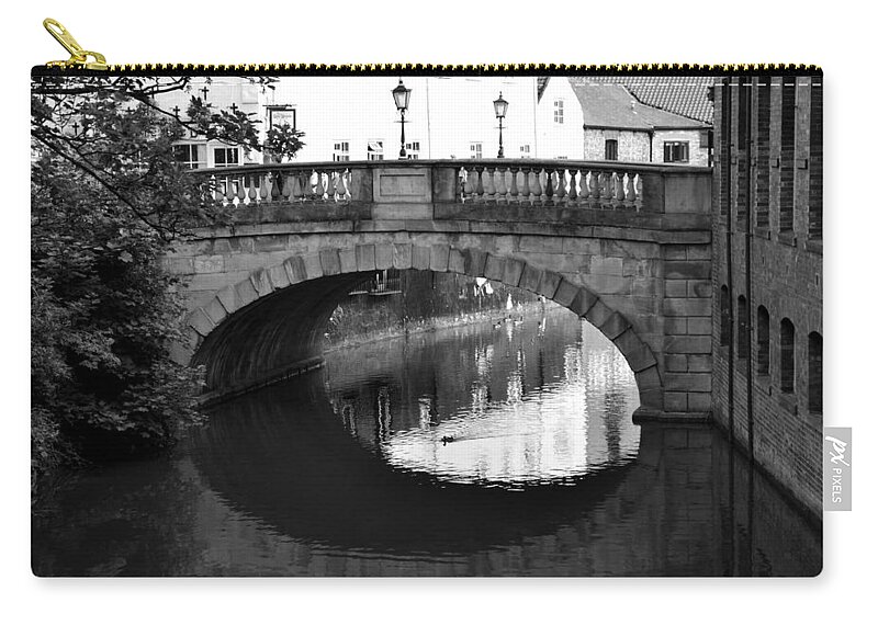York Zip Pouch featuring the photograph Oval Bridge over the River Foss York by Scott Lyons