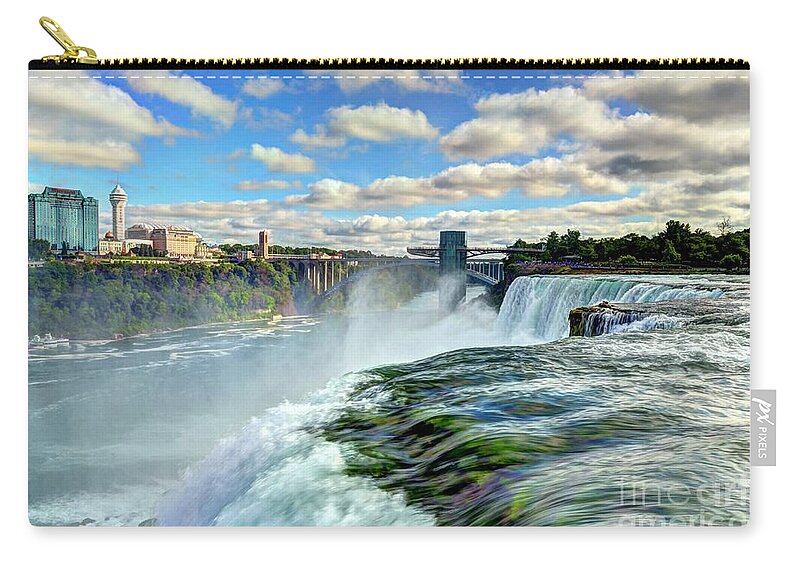 Niagara Falls Zip Pouch featuring the photograph Over The Edge 1 by Mel Steinhauer