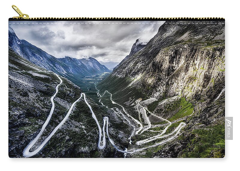 Scenics Zip Pouch featuring the photograph Overlook Of Trollstigen, Norway by Photo By Tse Hon Ning