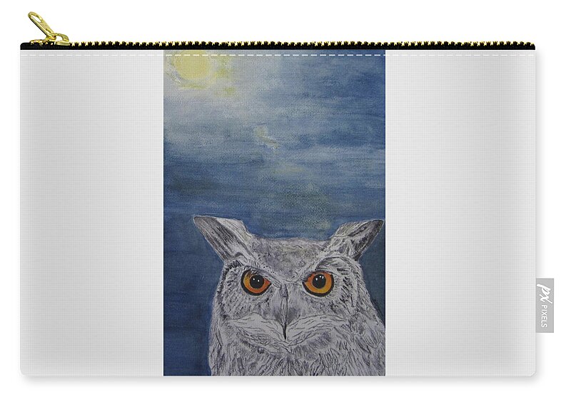 Owl Zip Pouch featuring the painting Owl by moonlight by Elvira Ingram