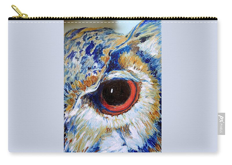 Owl Zip Pouch featuring the painting Owl Gaze by Portraits By NC