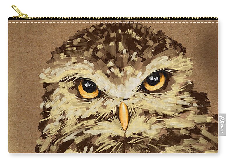 Owl Zip Pouch featuring the painting Owl by Veronica Minozzi
