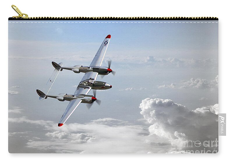 Lockheed P38 Lightning Zip Pouch featuring the digital art P38 Patrol by Airpower Art