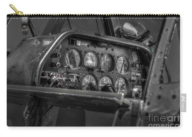 Cockpit Zip Pouch featuring the photograph P51 Mustang Cockpit by Dale Powell