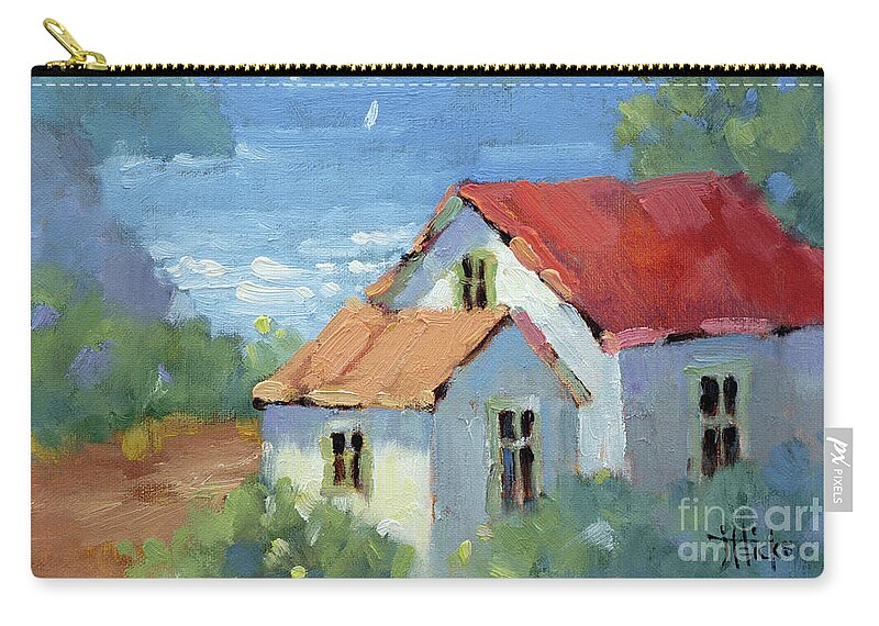 Impressionism Zip Pouch featuring the painting Pacific View Cottage by Joyce Hicks