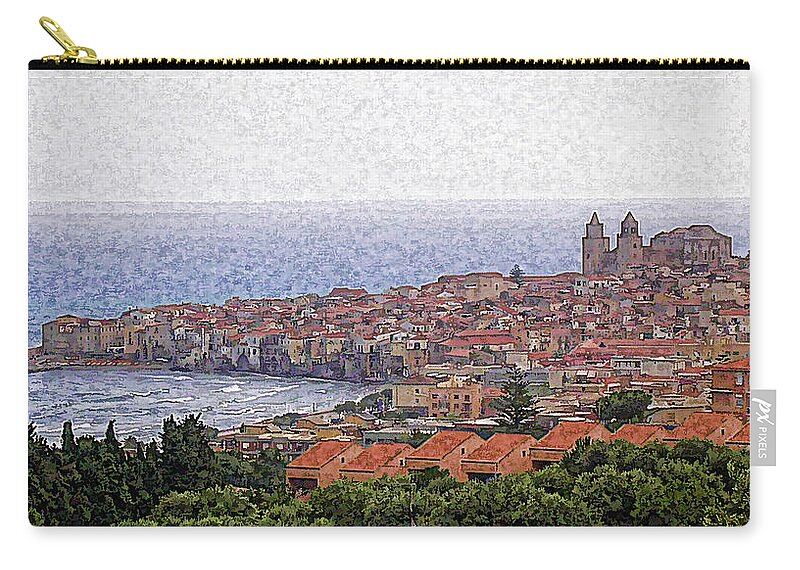 Sicily Zip Pouch featuring the photograph Painted Cefalu Sicily by Caroline Stella