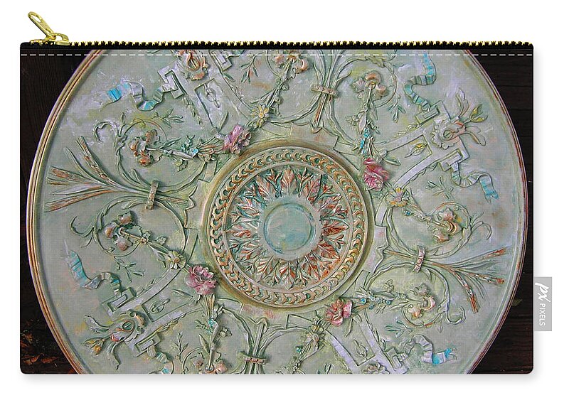 Medallion Zip Pouch featuring the painting Painted Entry Ceiling Medallion by Lizi Beard-Ward
