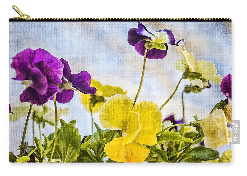 Pansies Carry-all Pouch featuring the photograph Painted Pansies by Cathy Kovarik
