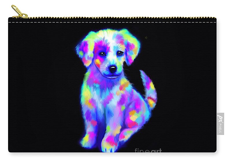 Colorful Critter Zip Pouch featuring the painting Painted Pup 2 by Nick Gustafson