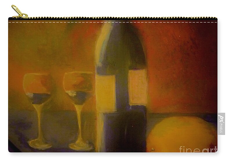 Antique Zip Pouch featuring the painting Painting and Wine by Lisa Kaiser