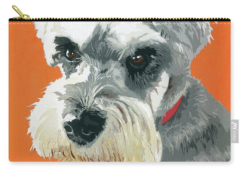 Animal Zip Pouch featuring the painting Painting Of Miniature Schnauzer Dog by Ikon Ikon Images