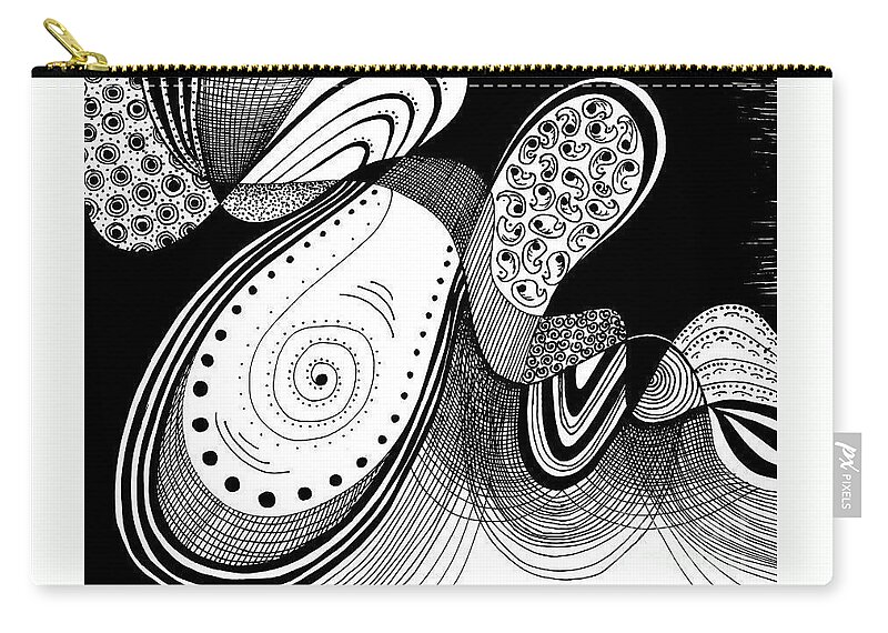 Paisley Zip Pouch featuring the drawing Paisley by Lynellen Nielsen