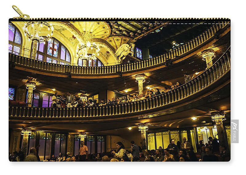 Concert Hall Zip Pouch featuring the photograph Palau de la Musica - Barcelona, Spain by Madeline Ellis