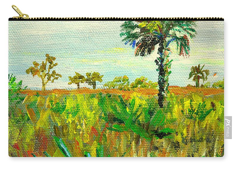 Palm And Palmetto Zip Pouch featuring the painting Palm and Palmetto by Lou Ann Bagnall