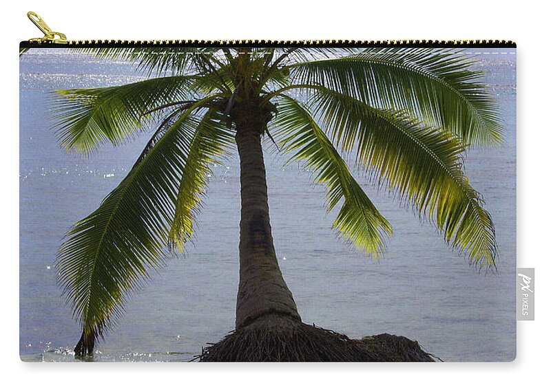 Palm Zip Pouch featuring the photograph Palm at the Edge of the Sea Number Two by Heather Kirk