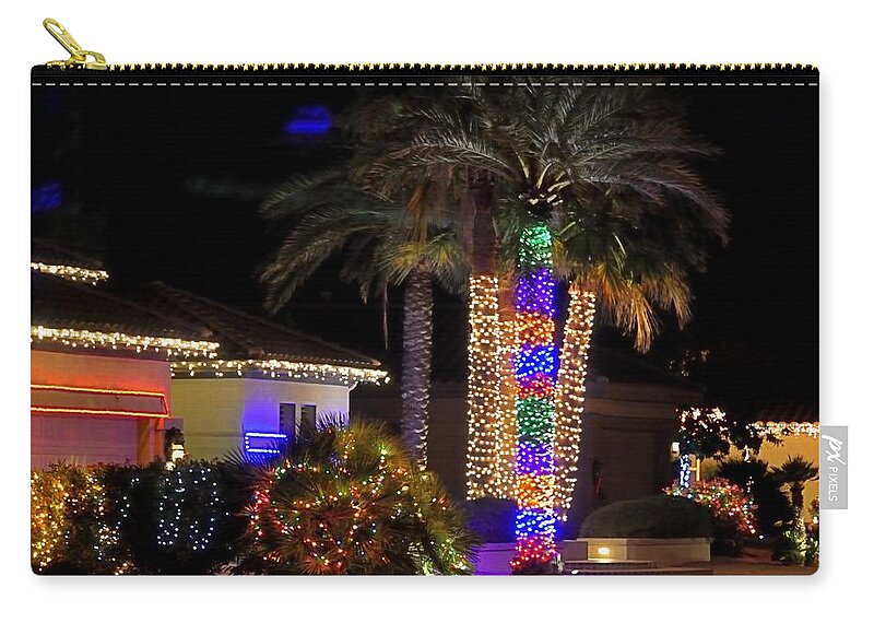 Christmas Zip Pouch featuring the photograph Palm Tree Christmas 12765 by Jerry Sodorff