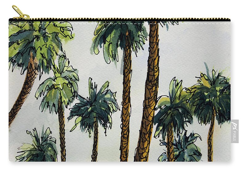 Palms Zip Pouch featuring the painting Things are looking up.. by Maria Hunt