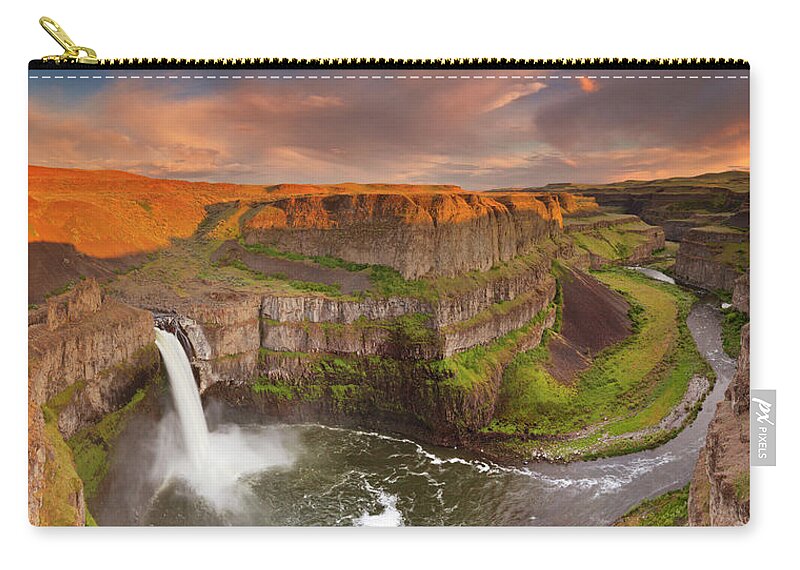 Scenics Zip Pouch featuring the photograph Palouse Falls In Washington, Usa At by Sara winter
