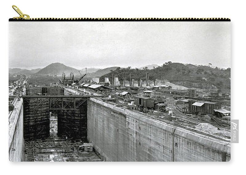 Technology Zip Pouch featuring the photograph Panama Canal Construction 1910 by Photo Researchers