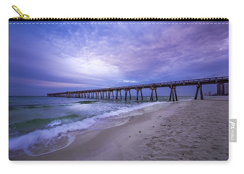 Beach Zip Pouch featuring the photograph Panama City Beach Pier in the Morning by David Morefield