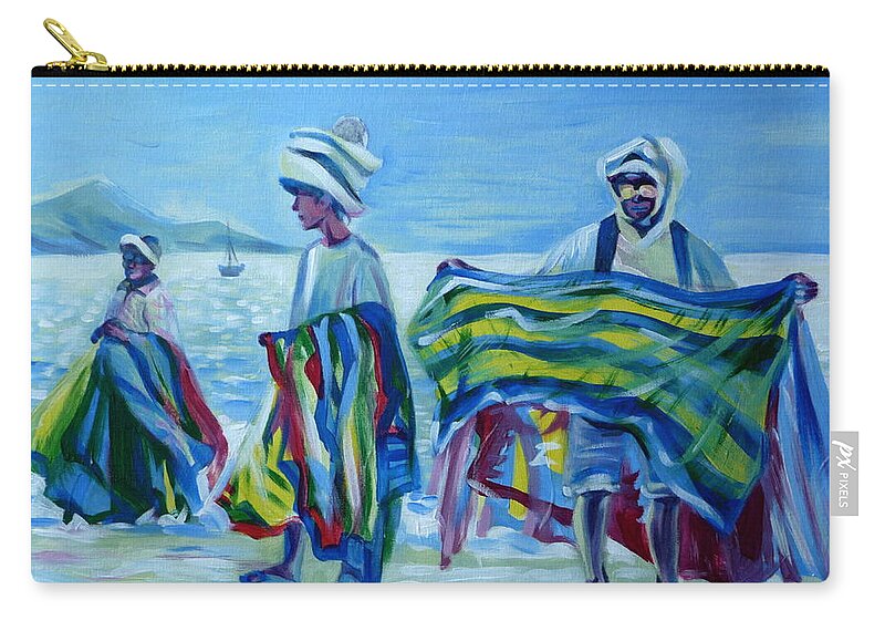 Tropical Zip Pouch featuring the painting Panama.Beach Market by Anna Duyunova