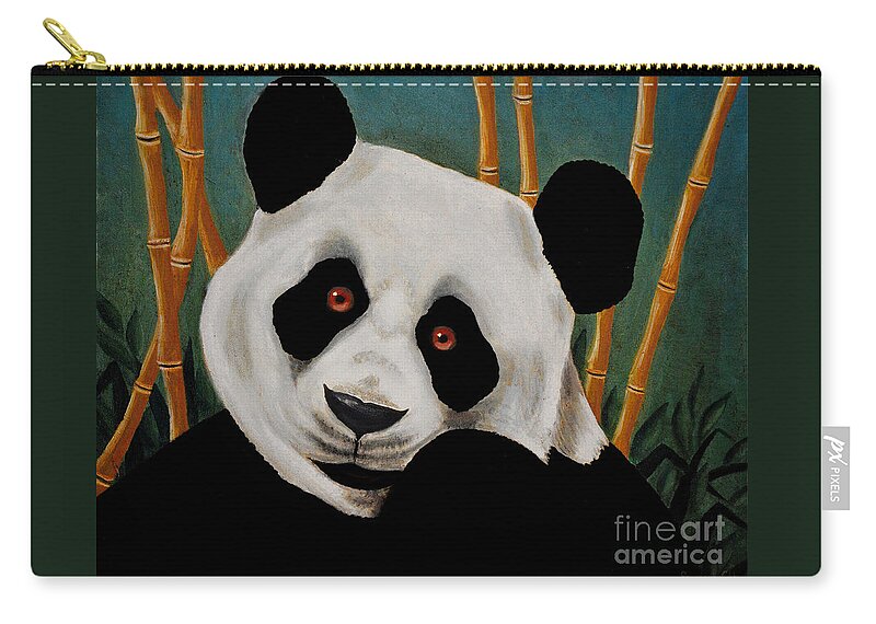 Panda Zip Pouch featuring the painting Panda by Savannah Gibbs