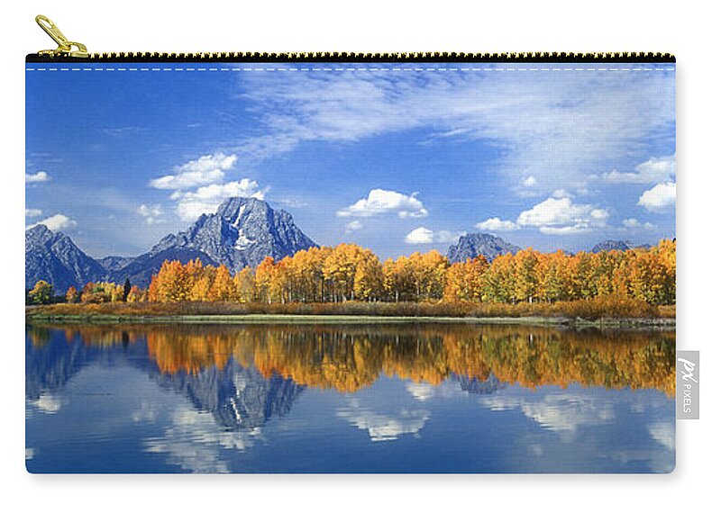 America Carry-all Pouch featuring the photograph Panorama Fall Morning at Oxbow Bend Grand Tetons National Park by Dave Welling