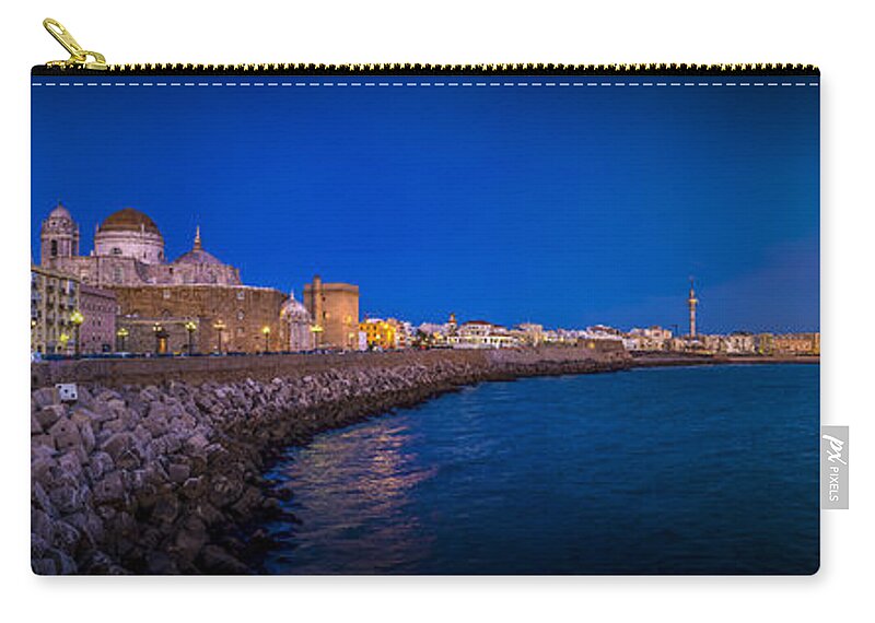 Andalucia Zip Pouch featuring the photograph Panorama Of Cadiz From Campo Del Sur Spain by Pablo Avanzini