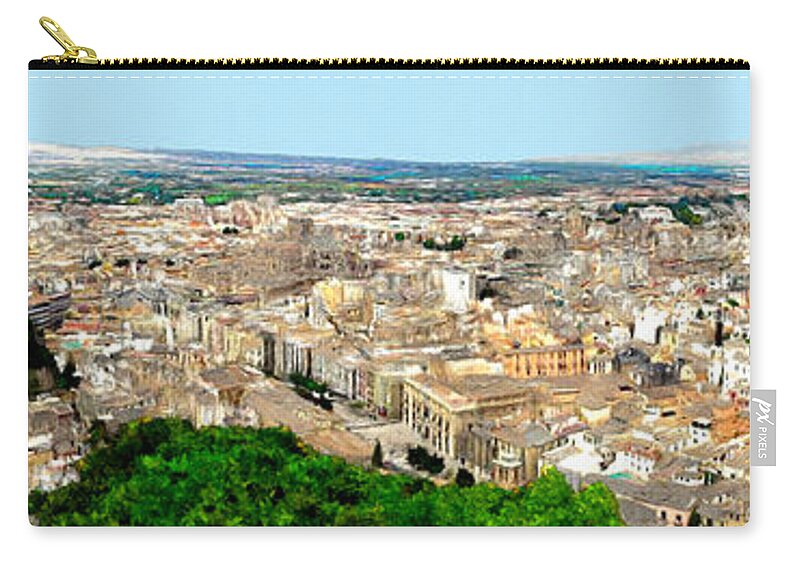 Village Zip Pouch featuring the painting Panorama of Granada Spain by Bruce Nutting