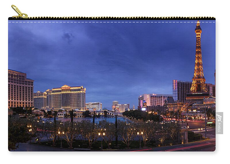 Las Vegas Zip Pouch featuring the photograph Panorama of Las Vegas by Silvio Ligutti