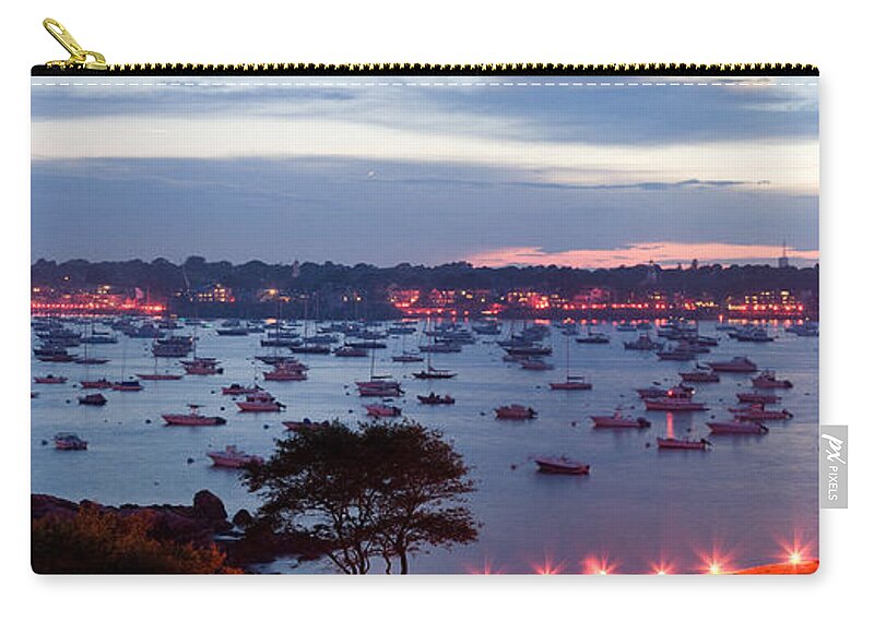 Marblehead Harbor Zip Pouch featuring the photograph Panoramic of the Marblehead Illumination by Jeff Folger