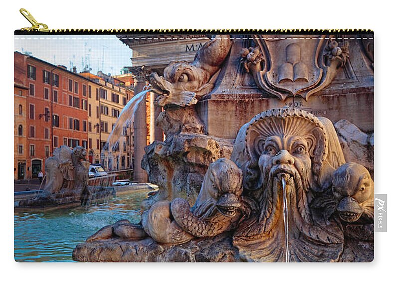 Europe Zip Pouch featuring the photograph Pantheon Fountain by Inge Johnsson