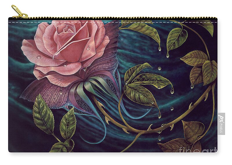 Rose Zip Pouch featuring the painting Papalotl Rosalis by Ricardo Chavez-Mendez