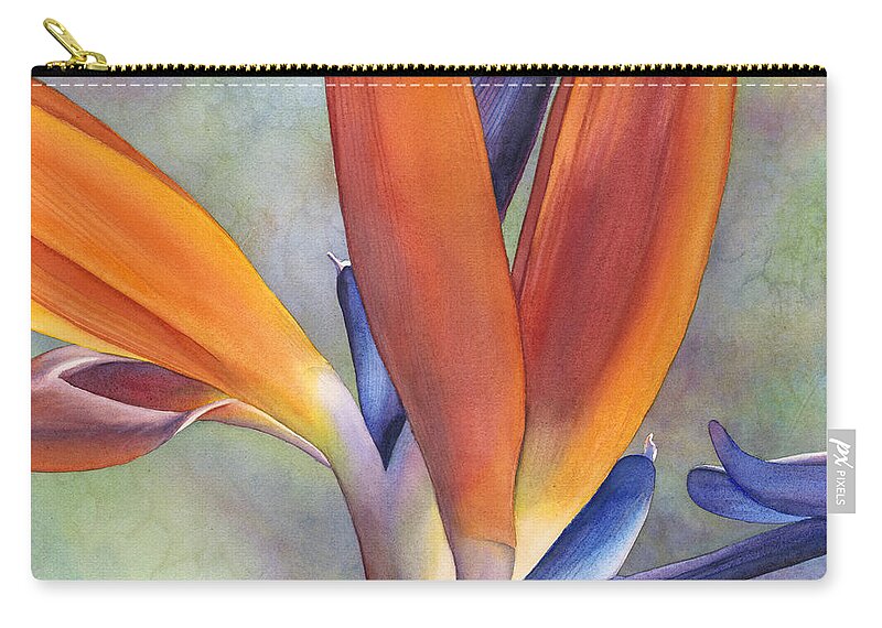 Bird Of Paradise Zip Pouch featuring the painting Paradise Bird by Sandy Haight