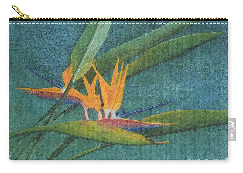 Bird Of Paradise Zip Pouch featuring the painting Paradise II by Sandra Neumann Wilderman