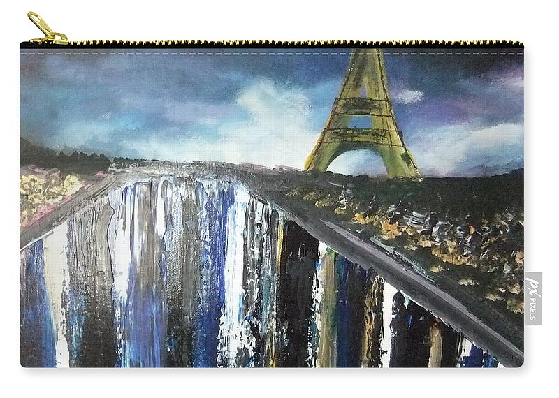 Eiffel Tower Zip Pouch featuring the painting Paris Reflections by Lynne McQueen