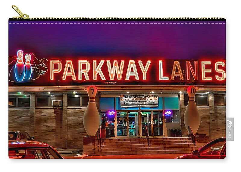 Bowling Zip Pouch featuring the photograph Parkway Lanes by Anthony Sacco