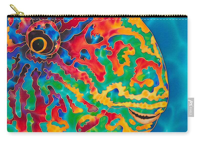 Diving Zip Pouch featuring the painting Parrotfish by Daniel Jean-Baptiste