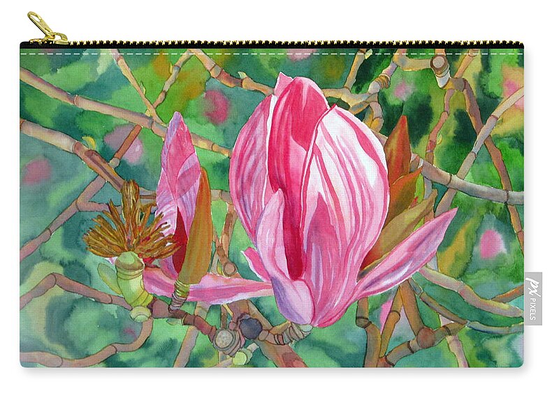 Magnolia Zip Pouch featuring the painting Passage by Debi Singer