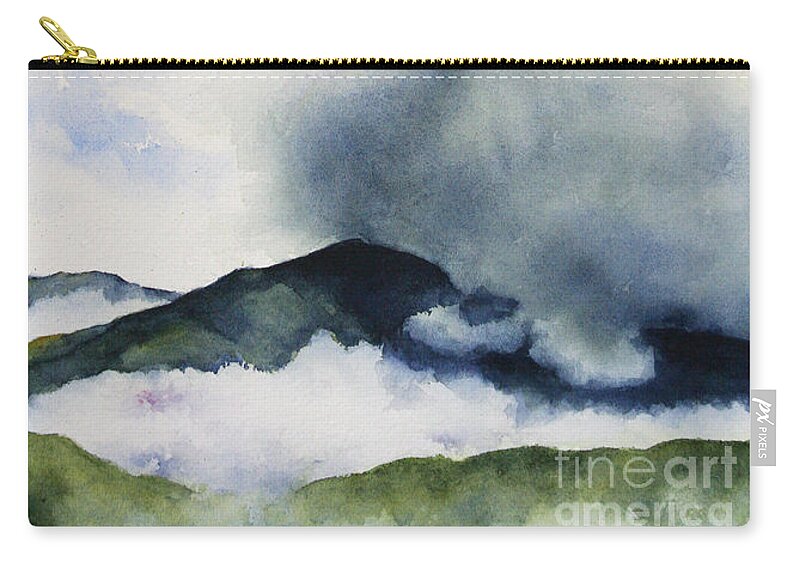 Storm Zip Pouch featuring the painting Passing Storm On Mt. Diablo by Glenyse Henschel