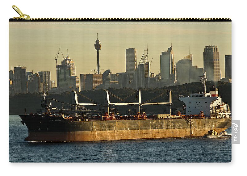 Sunset Zip Pouch featuring the photograph Passing Sydney in the sunset by Miroslava Jurcik