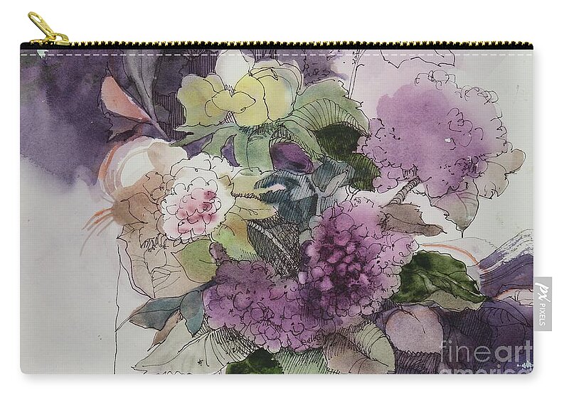 Flowers Zip Pouch featuring the painting Passionate About Purple by Elizabeth Carr
