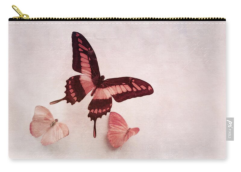 Butterflies Zip Pouch featuring the photograph Pastel Pink Butterflies by Brooke T Ryan
