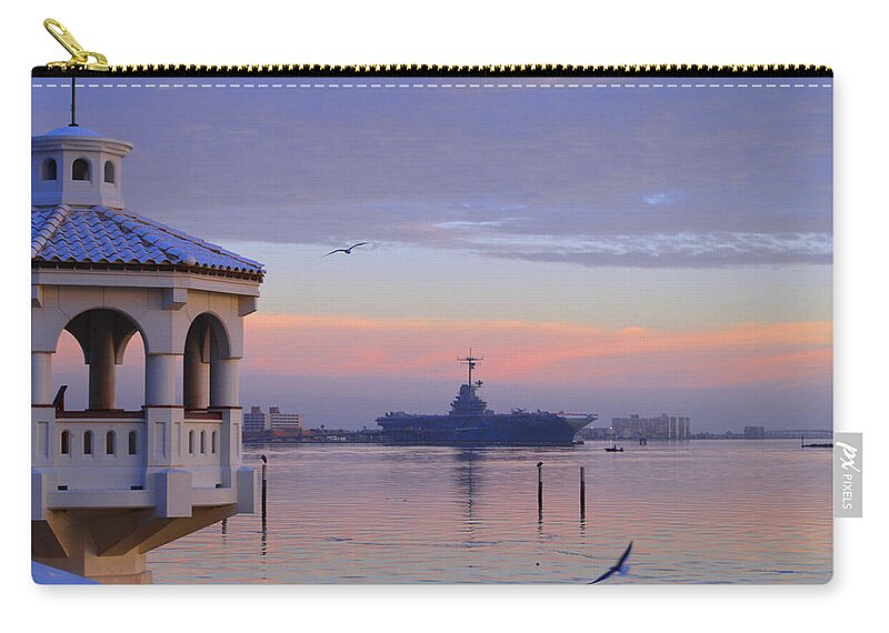 Boats Zip Pouch featuring the photograph Pastel USS Lexington by Leticia Latocki