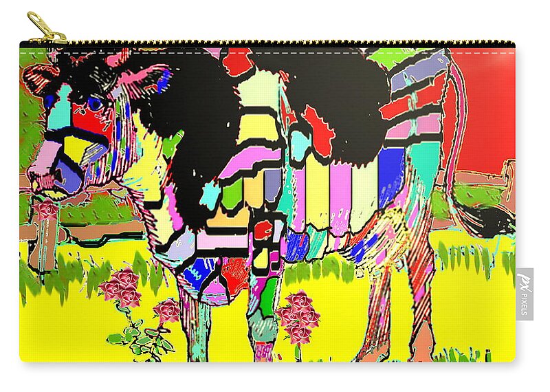 Cow Zip Pouch featuring the photograph Patchwork Cow by Joyce Dickens
