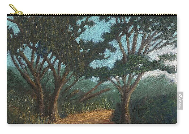 Path Zip Pouch featuring the pastel Path By Lake Murray 01 by Michael Heikkinen
