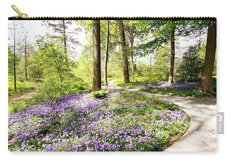 Spring Zip Pouch featuring the photograph Path of Serenity by Trina Ansel