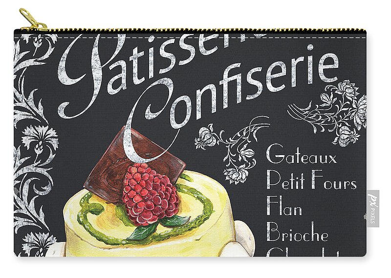 Macaroons Zip Pouch featuring the painting Patisserie and Confiserie by Debbie DeWitt